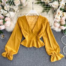 Textured V-neck Crop Top
