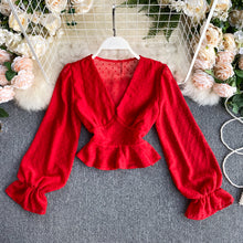 Textured V-neck Crop Top