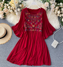 Horn-Sleeved Embroidered Tunic Dress [Popular]