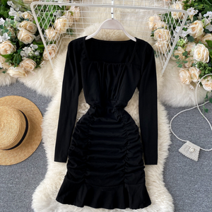 Ruched Bodycon Flute Dress
