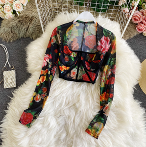 Floral Mesh Crop Top