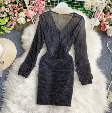 Sheer Crinkled Chiffon Dress