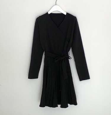 Pleated Knit Skater Dress