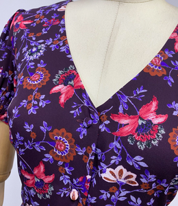 Floral Gathered-Sleeved Dress