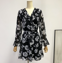 Floral Waist-Tie Chiffon Dress