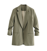Gathered-Sleeve Blazer