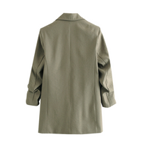 Gathered-Sleeve Blazer