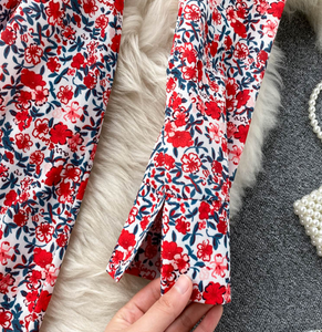 Ruffled Hem Floral Midi Dress