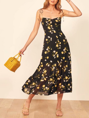 Floral Sphag-Tie Midi
