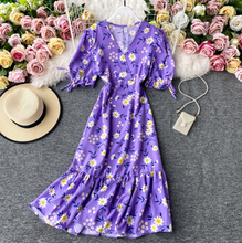Floral Ribbon-Sleeved Midi