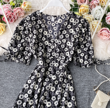 Floral Ribbon-Sleeved Midi