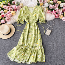 Floral Ribbon-Sleeved Midi