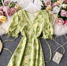 Floral Ribbon-Sleeved Midi