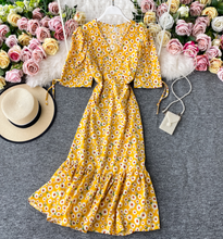 Floral Ribbon-Sleeved Midi