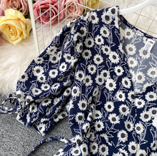 Floral Ribbon-Sleeved Midi
