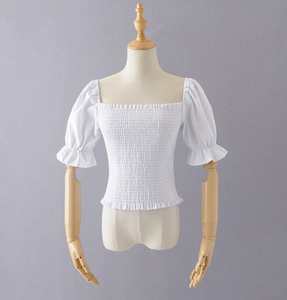 Square-Neck Puff-Sleeved Top