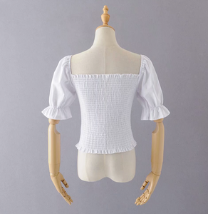 Square-Neck Puff-Sleeved Top