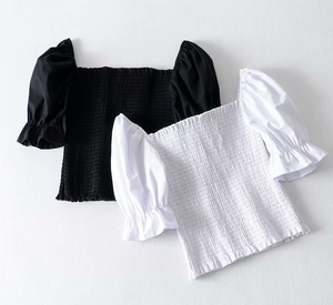 Square-Neck Puff-Sleeved Top