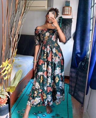 Smocked Floral Midi