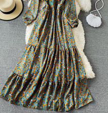 Long-sleeved Tiered Maxi Dress