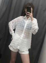 Textured Polka-Dot Chiffon Shirt [BACKORDER]