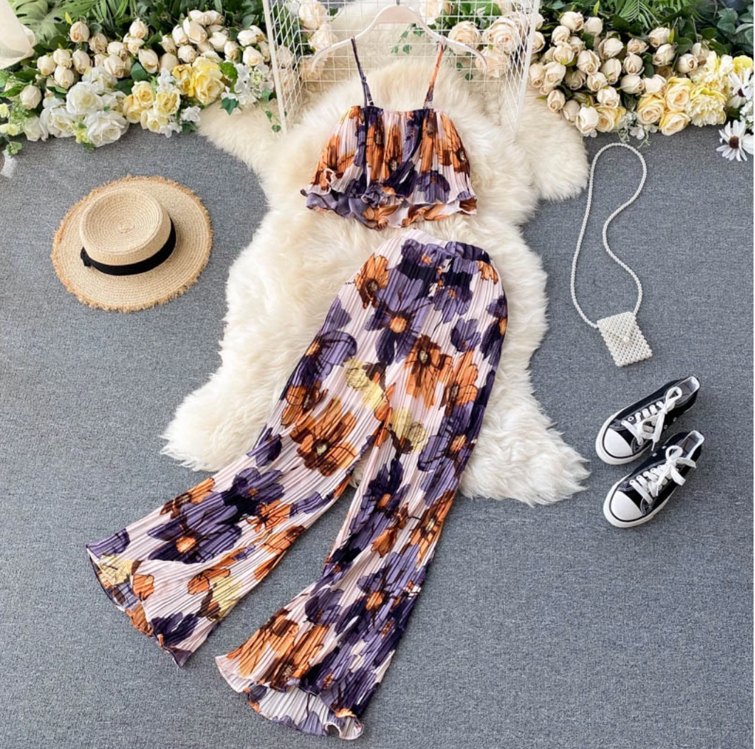Pleated Two-Piece Jumpsuit
