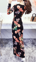 Floral Bodycon Slit Max-Midi (Long Sleeves)