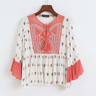 Printed Tassel Boho Top