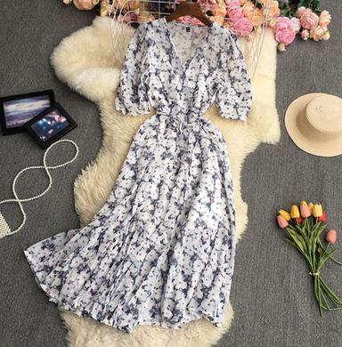 Floral Flutter-Hem Midi