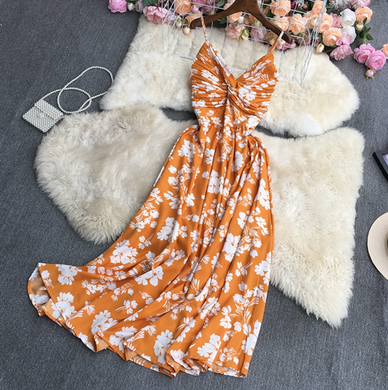 Ruched Floral Sphag Midi