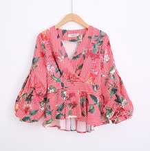 Pinstriped Lantern Sleeved Top