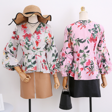 Pinstriped Lantern Sleeved Top