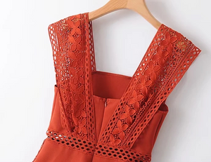 Hollow-Cut Lace Romper