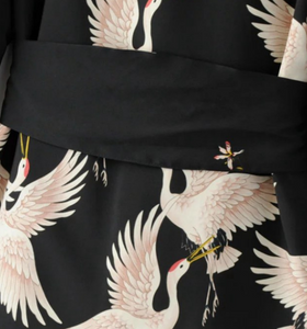 Heron Print Waist-tie Blazer