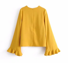 Ruffled Trumpet Sleeve Blouse [Premium Item]
