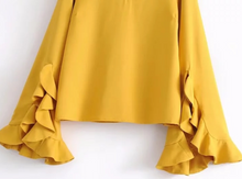 Ruffled Trumpet Sleeve Blouse [Premium Item]