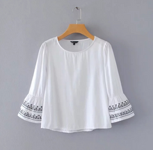 Cuff Embroidered Casual Top
