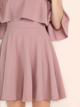 Frill Bardot Skater Dress (Mauve)