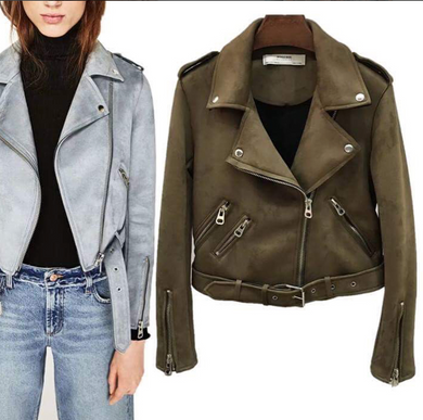 Suede Zipper Biker Jacket