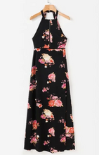 Floral Hollow-Cut Halter Maxi Dress