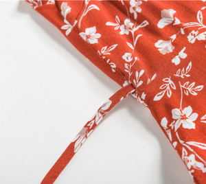 Burnt Orange Floral Wrap Dress