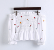 Smocked Floral Embroidery Crop