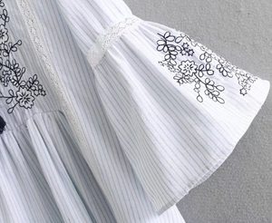 Lace Panelled Embroidered Tassel Top [Premium]