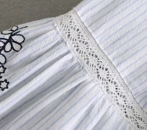 Lace Panelled Embroidered Tassel Top [Premium]