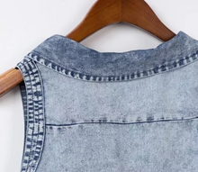 Sleeveless Collared Denim Dress