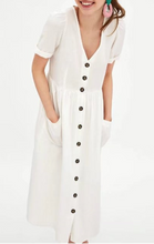 Buttoned Linen Midi Dress