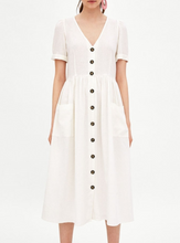 Buttoned Linen Midi Dress