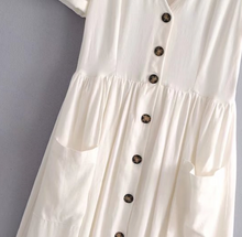 Buttoned Linen Midi Dress