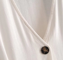 Buttoned Linen Midi Dress