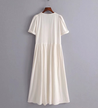 Buttoned Linen Midi Dress